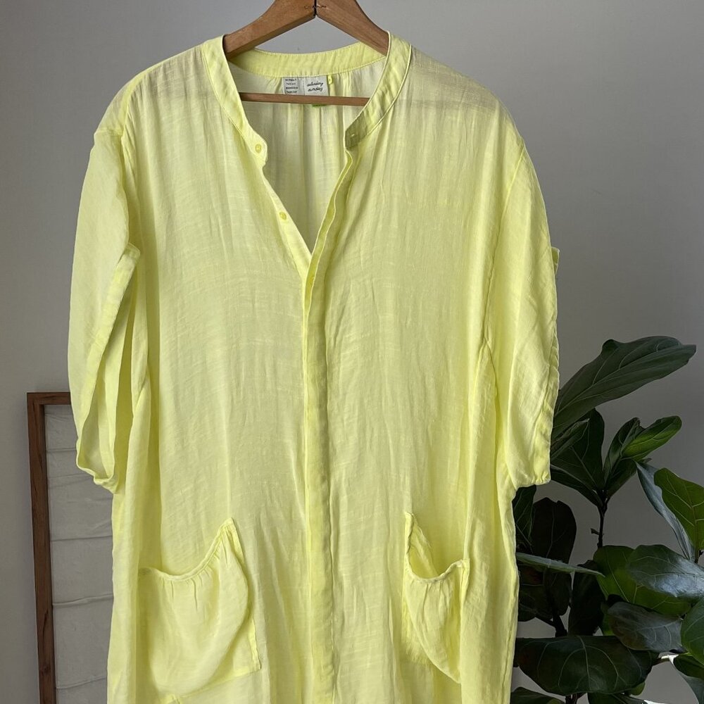 Anthropologie SATURDAY SUNDAY Kendra Yellow Oversized Top Shirt Cover-Up Size XS